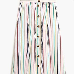 J. Crew Button Poplin Striped Midi Skirt